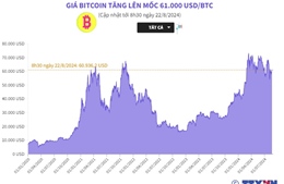 Giá Bitcoin tăng lên mốc 61.000 USD/BTC