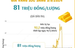 Vàng SJC sáng 3/9/2024 có giá 81 triệu đồng/lượng