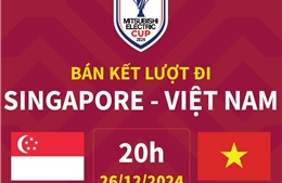 Bán kết lượt đi ASEAN Cup 2024: Đội tuyển Việt Nam đối đầu đội tuyển Singapore