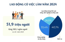 Năm 2024, số lao động có việc làm là 51,9 triệu người