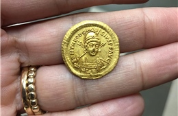 Tìm thấy đồng tiền vàng niên đại 1.600 năm tuổi giữa cánh đồng