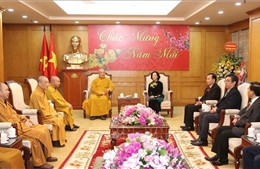 Trưởng ban Dân vận Trung ương Trương Thị Mai tiếp Đoàn Trung ương Giáo hội Phật giáo Việt Nam