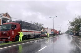 Nhiều xe khách dừng tránh bão ở huyện Phú Lộc (Thừa Thiên - Huế)