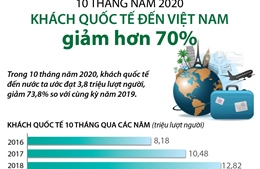 10 tháng năm 2020: Khách quốc tế đến Việt Nam giảm hơn 70%