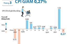 CPI tháng 3/2021 giảm 0,27%