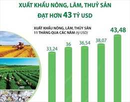 Xuất khẩu nông, lâm, thuỷ sản đạt hơn 43 tỷ USD trong 11 tháng