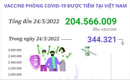 Hơn 204,56 triệu liều vaccine phòng COVID-19 đã được tiêm tại Việt Nam