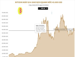 Bitcoin ngày 8/4 giao dịch quanh mốc 43.000 USD