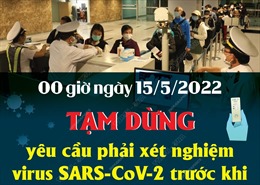 Từ 15/5, tạm dừng xét nghiệm virus SARS-CoV-2 trước khi nhập cảnh vào Việt Nam