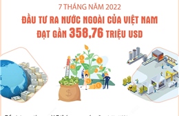 7 tháng năm 2022, đầu tư ra nước ngoài của Việt Nam đạt gần 358,76 triệu USD