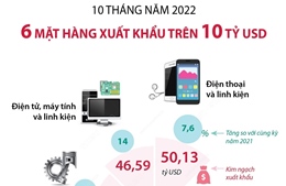 6 mặt hàng xuất khẩu trên 10 tỷ USD trong 10 tháng năm 2022