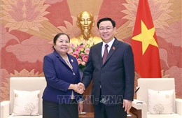Chủ tịch Quốc hội Vương Đình Huệ tiếp Trưởng Ban Tổ chức Trung ương Đảng NDCM Lào