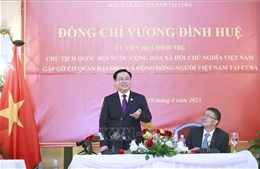 Chủ tịch Quốc hội Vương Đình Huệ gặp mặt đại diện Cộng đồng người Việt Nam tại Cuba