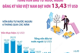 6 tháng năm 2023: Tổng vốn đầu tư nước ngoài đăng ký vào Việt Nam đạt hơn 13,43 tỷ USD