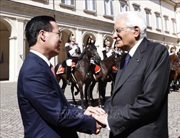 Tổng thống Italy chủ trì lễ tiễn chính thức Chủ tịch nước Võ Văn Thưởng và Phu nhân