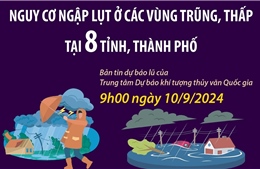 Cảnh báo nguy cơ ngập lụt ở các vùng trũng, thấp tại 8 tỉnh, thành phố