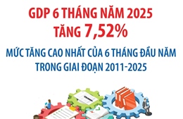 GDP 6 tháng năm 2025 tăng 7,52%