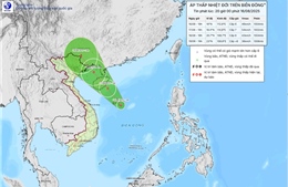 Vùng áp thấp đã mạnh lên thành áp thấp nhiệt đới