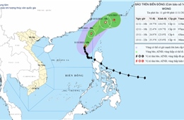 Bão số 14 tiếp tục đổi hướng di chuyển chậm 