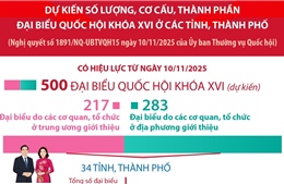 Dự kiến số lượng, cơ cấu, thành phần đại biểu Quốc hội khóa XVI ở các tỉnh, thành phố