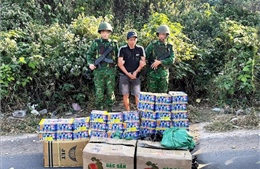 Bắt đối tượng vận chuyển trái phép 30 hộp pháo hoa nổ qua biên giới