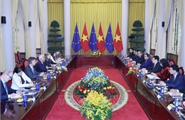 Chủ tịch nước Lương Cường và Chủ tịch Hội đồng châu Âu hội đàm