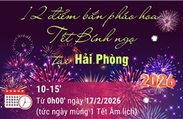 12 điểm bắn pháo hoa Tết Nguyên đán Bính Ngọ tại Hải Phòng