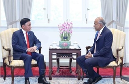 Thường trực Ban Bí thư Trần Cẩm Tú gặp Bộ trưởng Cao cấp Singapore K. Shanmugam 