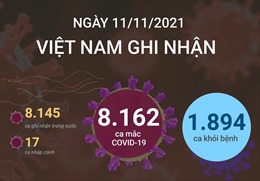 Ngày 11/11/2021, Việt Nam ghi nhận 8.162 ca mắc COVID-19