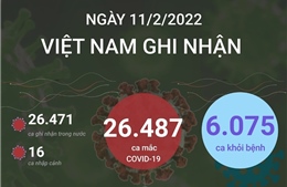 Ngày 11/2/2022, Việt Nam ghi nhận 26.487 ca mắc COVID-19