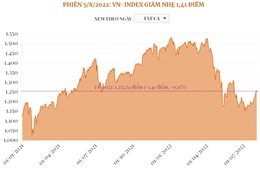 Phiên 5/8/2022: VN-Index giảm nhẹ 1,41 điểm