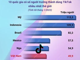 Việt Nam đứng thứ 6 thế giới về số người dùng TikTok