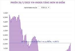 Phiên 28/7/2023: VN-Index tăng hơn 10 điểm