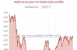 Phiên 16/10/2024: VN-Index giảm 1,6 điểm