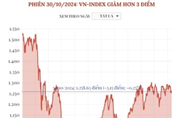 Phiên 30/10/2024: VN-Index giảm hơn 3 điểm