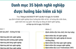 Danh mục 35 bệnh nghề nghiệp được hưởng bảo hiểm xã hội