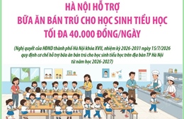Hà Nội hỗ trợ bữa ăn bán trú cho học sinh tiểu học tối đa 40.000 đồng/ngày