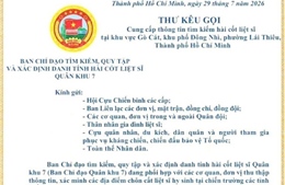 Kêu gọi cung cấp thông tin tìm kiếm hài cốt liệt sĩ tại Lái Thiêu