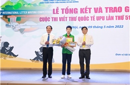 Nam học sinh lớp 9 của Hà Nội giành giải nhất cuộc thi viết thư quốc tế UPU lần thứ 51 tại Việt Nam