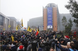 Cảnh sát Bỉ dùng vòi rồng và hơi cay trấn áp tuần hành về hiệp ước di cư