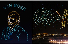 Xem 600 chiếc drone &#39;vẽ&#39; cuộc đời danh hoạ Van Gogh trên trời đêm