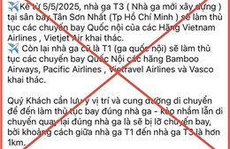 Cảng hàng không Tân Sơn Nhất bác bỏ thông tin chuyển thủ tục bay sang nhà ga T3