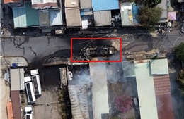 Khoảng 700 hộ mất điện, nhiều nhà dân hư hỏng do cháy xe bồn chở xăng