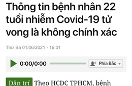 TP Hồ Chí Minh đề nghị xử phạt báo điện tử Dân trí vì thông tin sai sự thật liên quan dịch COVID-19
