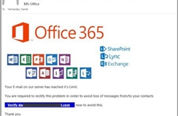 Hàng loạt email bị tấn công từ Office 365 giả mạo