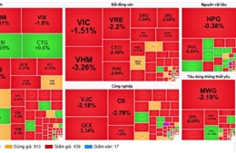 Cổ phiếu lớn đồng loạt giảm, VN-Index mất hơn 20 điểm rời mốc 1.700 điểm