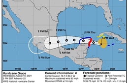 Bão Grace mạnh lên thành siêu bão, hướng tới bờ biển của Mexico