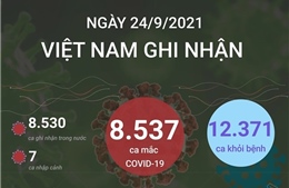 Ngày 24/9/2021, Việt Nam ghi nhận 8.537 ca mắc COVID-19