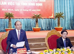 Chủ tịch nước Nguyễn Xuân Phúc làm việc với lãnh đạo chủ chốt tỉnh Bình Định 