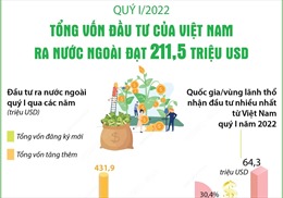 Quý I/2022, tổng vốn đầu tư của Việt Nam ra nước ngoài đạt 211,5 triệu USD